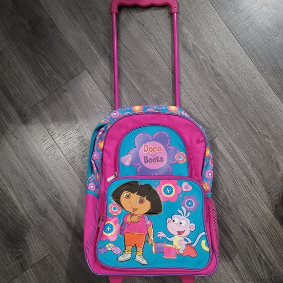 Dora The Explorer Rolling Backpack With Wheels Suitcase Boots Carrying - Picture 1 of 8